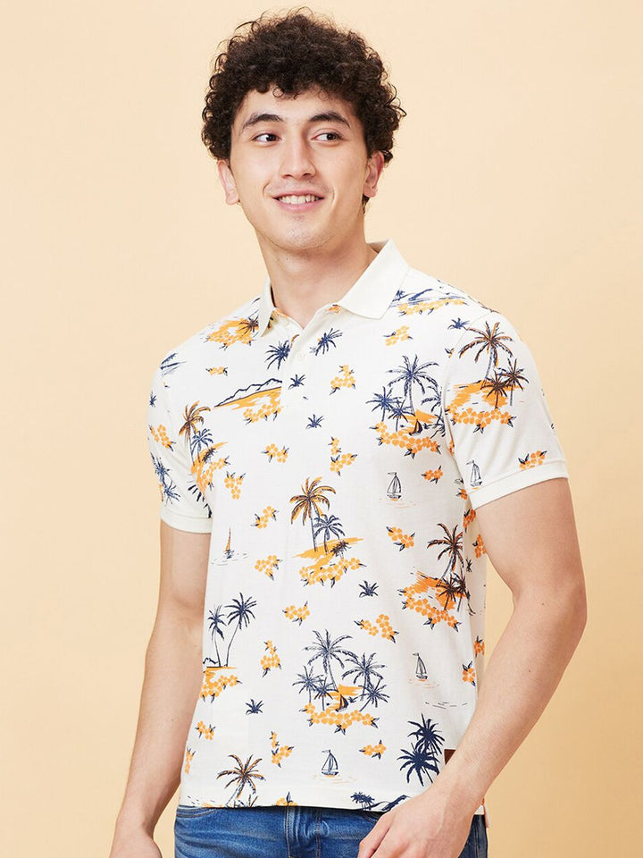 Being Human Tropical Printed Polo Collar Polo Collar T-shirt