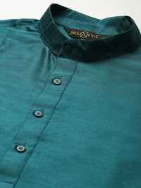 SOJANYA Kurta Motif Etnik Teal Lelaki dengan Churidar