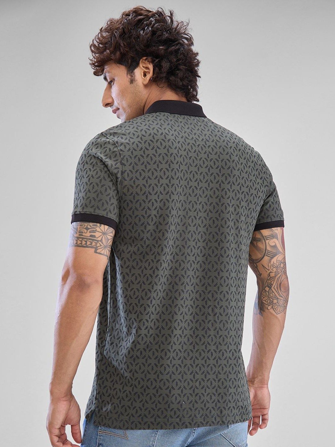 SPYKAR Men Geometric Printed Polo Collar Slim Fit T-shirt