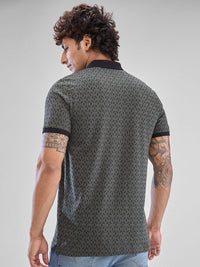 SPYKAR Men Geometric Printed Polo Collar Slim Fit T-shirt