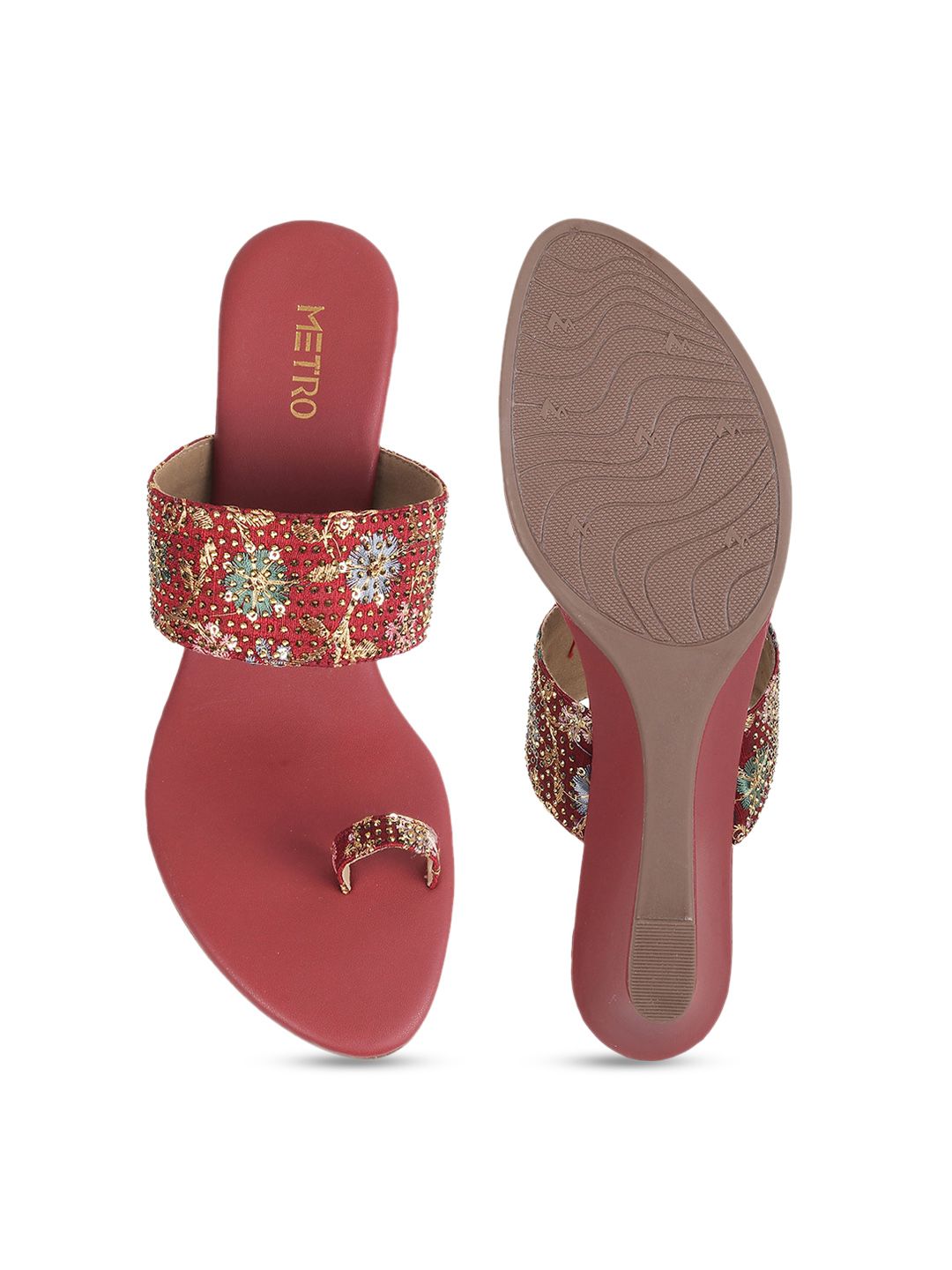 Metro Embellished Open Toe Wedge Heels