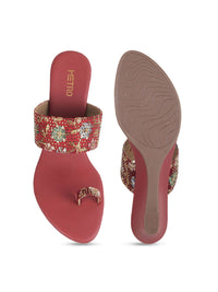 Metro Embellished Open Toe Wedge Heels