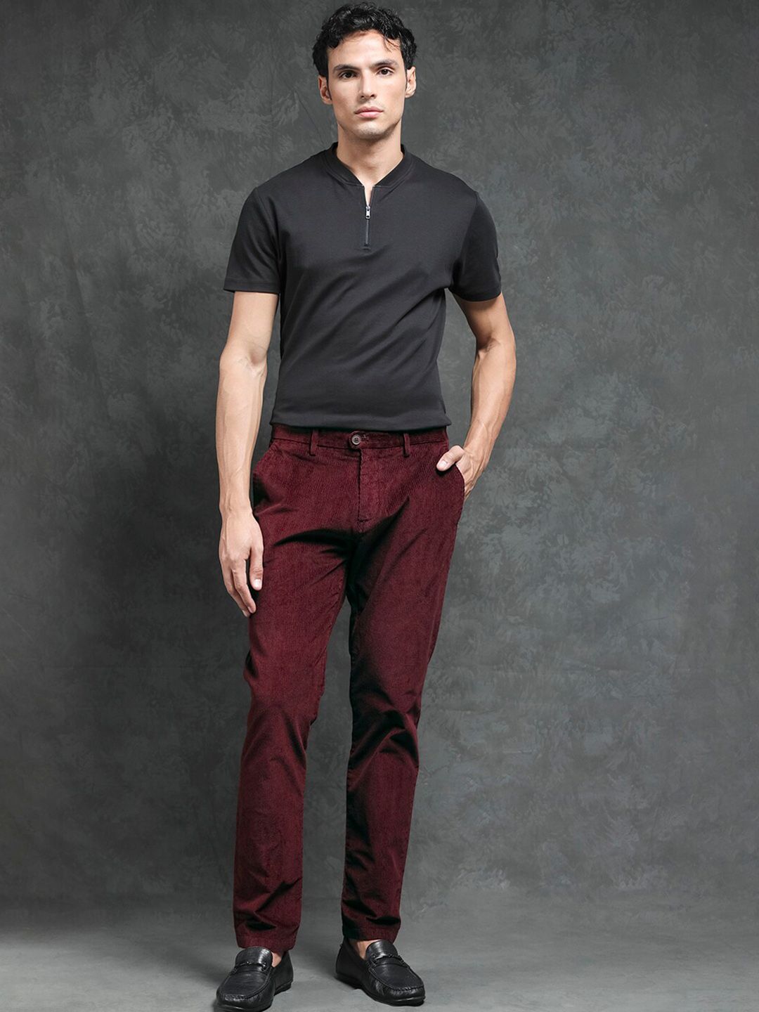 RARE RABBIT Men Upton Slim Fit Mid-Rise Cotton Trouser