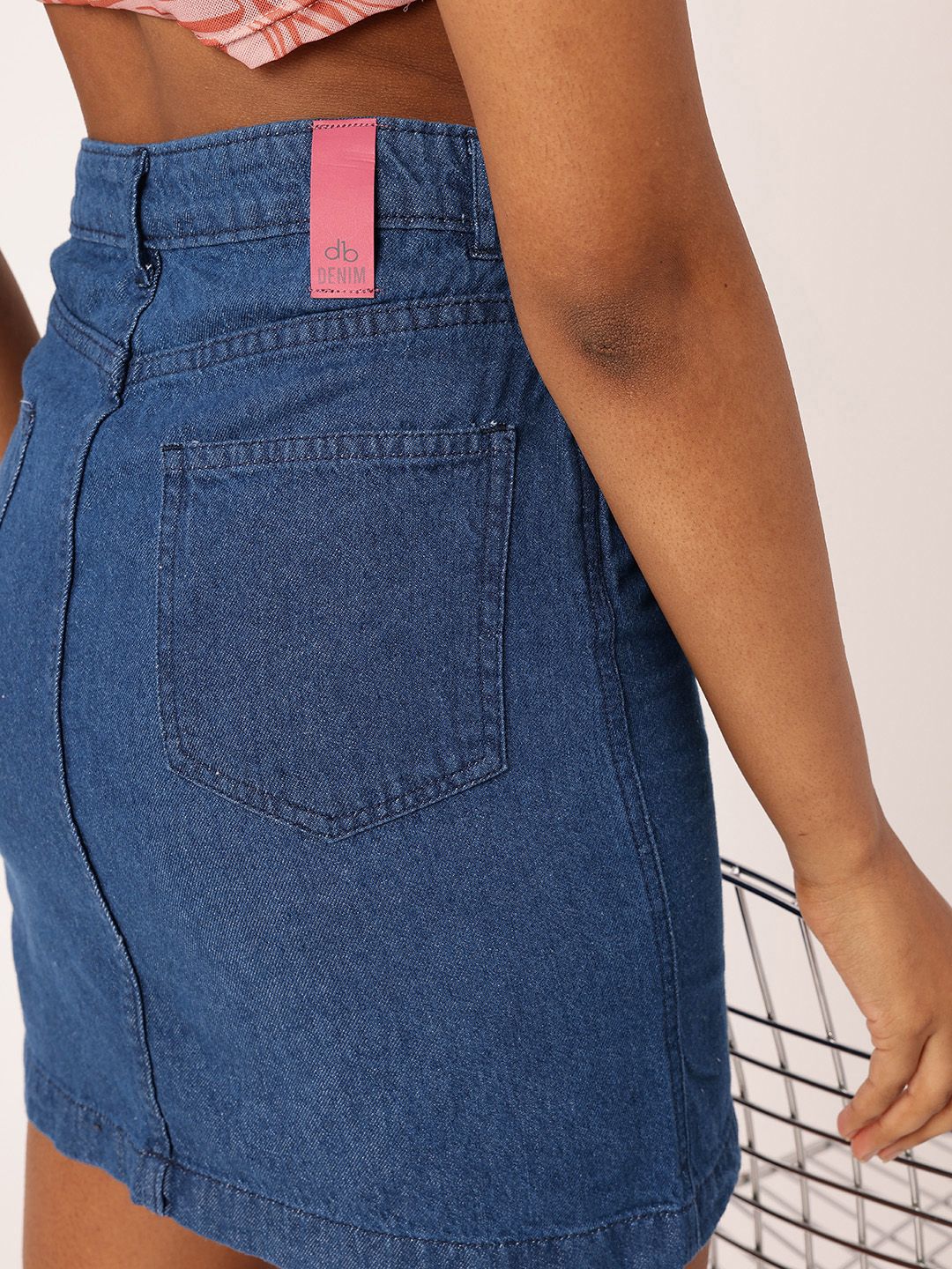 DressBerry Women Street Cool High Rise Straight Denim Mini Skirt