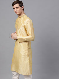 SOJANYA Men Gold-Coloured Yoke Design Straight Kurta