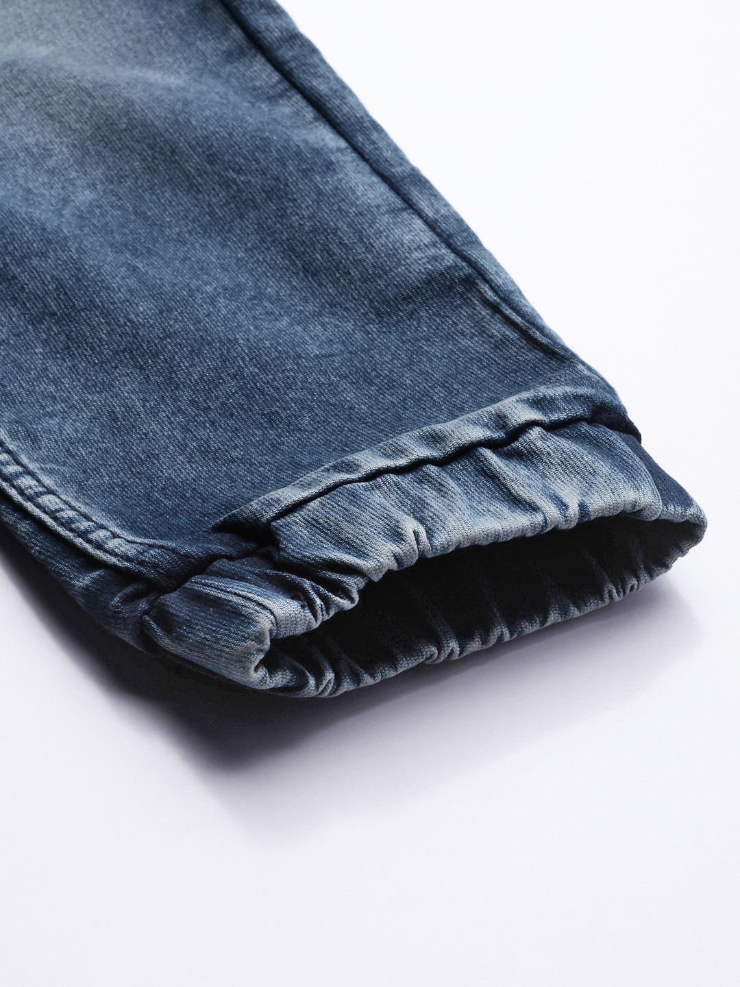 The Indian Garage Co Men Blue Cropped Jogger Heavy Fade Jeans