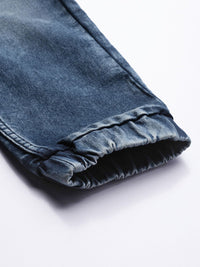 The Indian Garage Co Men Blue Cropped Jogger Heavy Fade Jeans