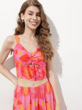 DressBerry Reworked Romance Print Ruched Crop Top