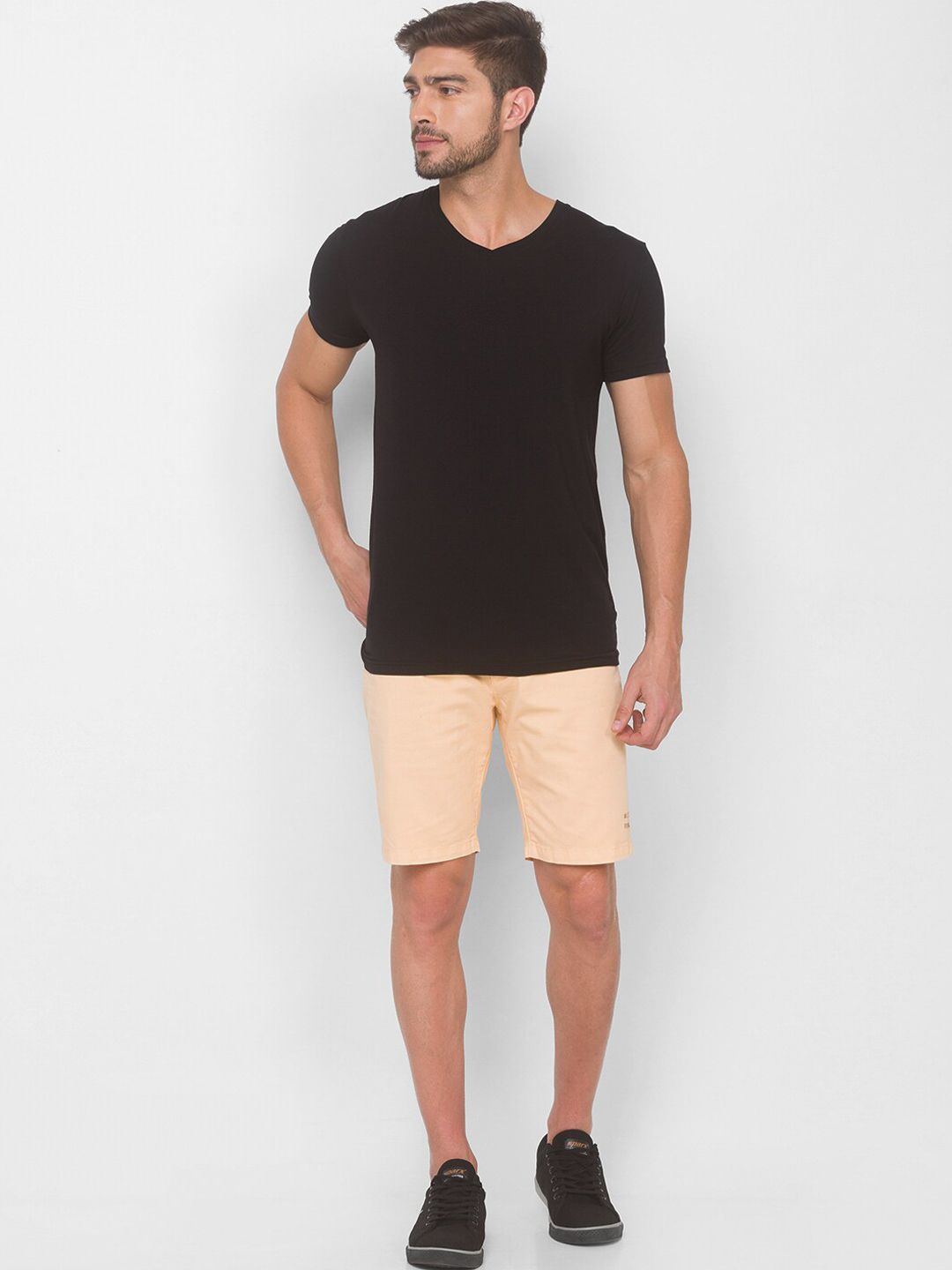 SPYKAR Men Beige Denim Pure Cotton Shorts