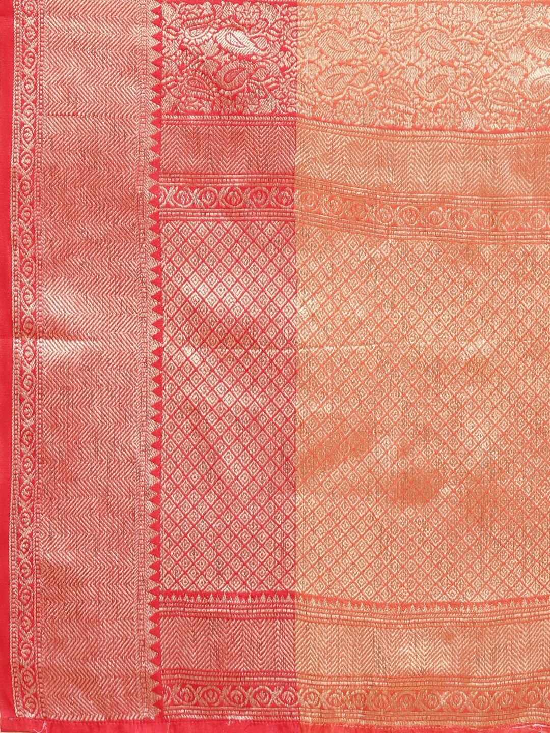 Silk Land Yellow & Golden Ethnic Motifs Zari Banarasi Saree