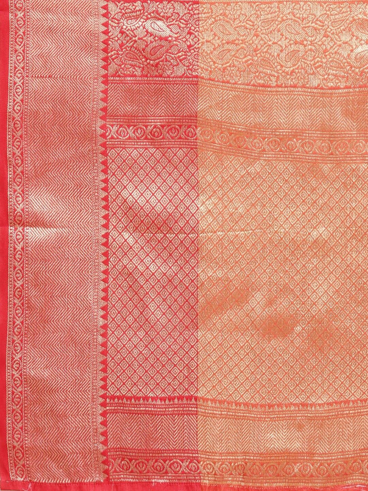 Silk Land Yellow & Golden Ethnic Motifs Zari Banarasi Saree