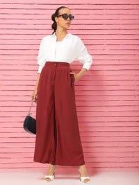 DressBerry Women High-Rise Pleated Flared Trousers