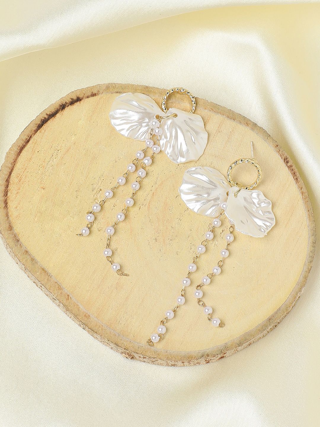 SOHI Gold-Plated Contemporary Drop Earrings