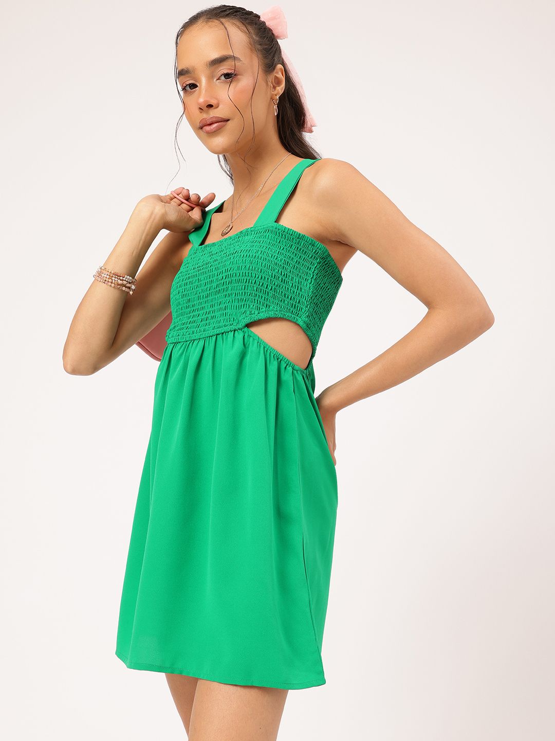 DressBerry Gently Hot Shoulder Straps Smock Cut-Out Mini Dress