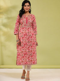 Rain & Rainbow Floral Printed A-line Calf-Length Kurta