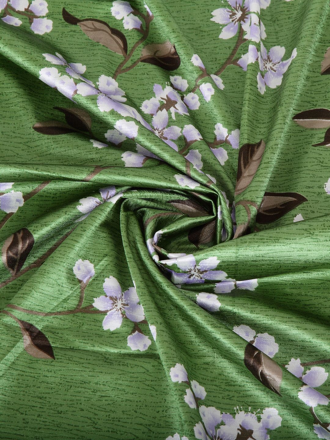 Cortina Green & White Set of 2 Floral Printed Window Curtains
