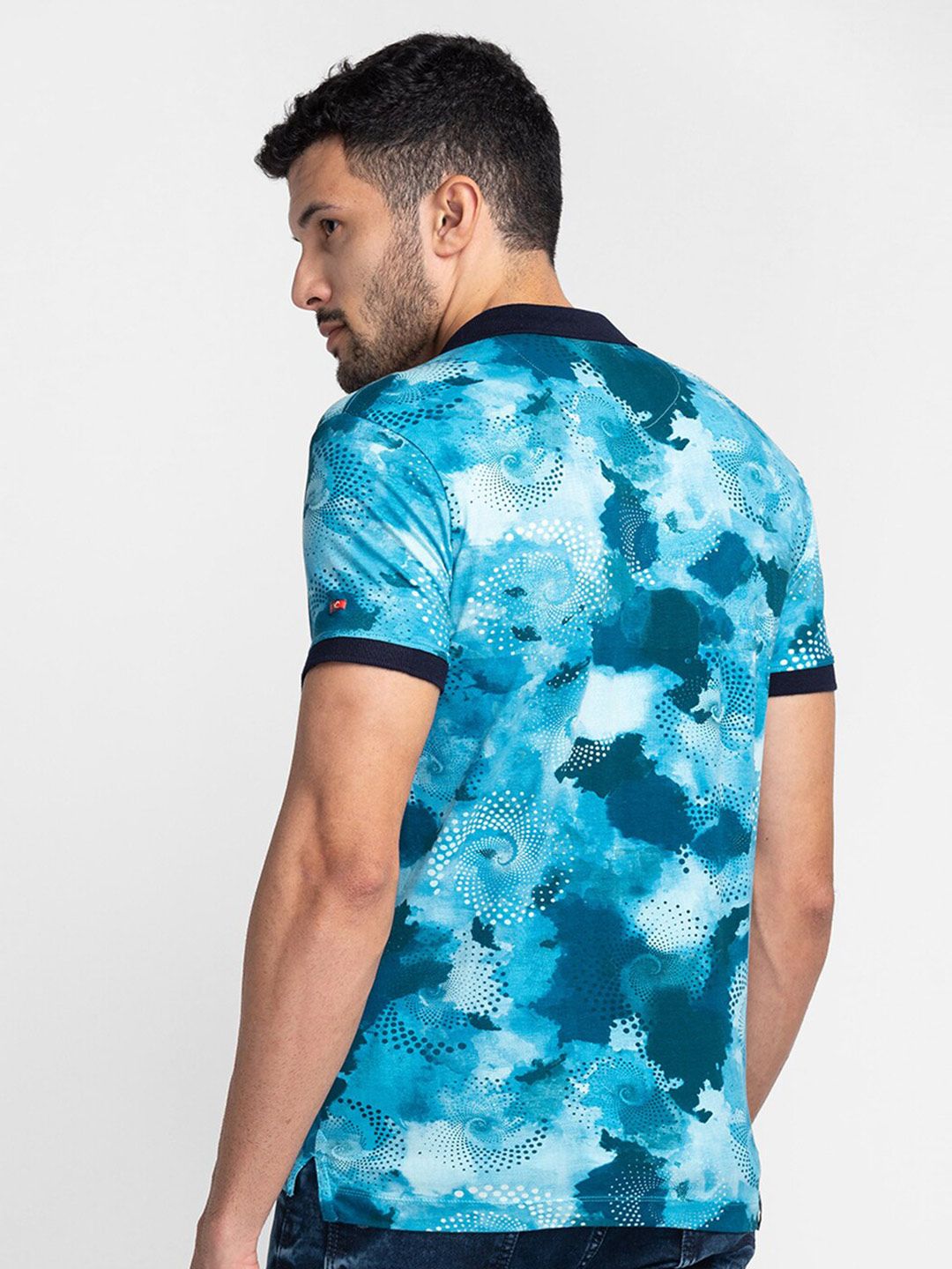 Being Human Abstract Printed Polo Collar Regular-Fit Knitted Casual T-shirt