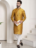 SOJANYA Kurta Sutera Jacquard Rekaan Tenun Geometrik Dengan Churidar
