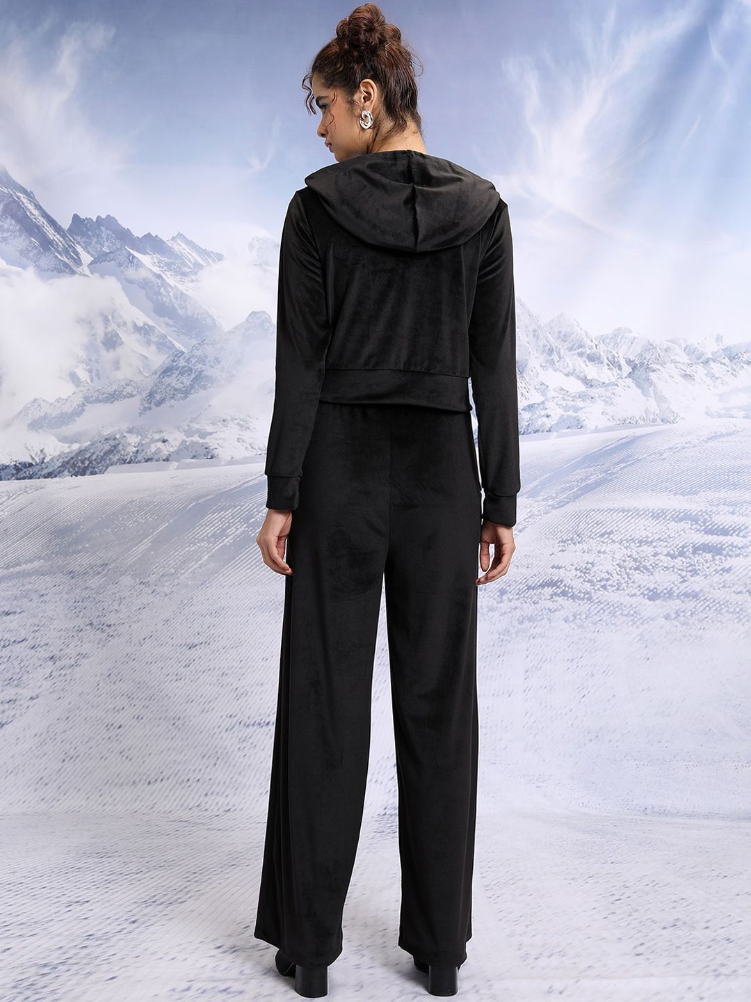 Tokyo Talkies Tube Top with Hooded Sweatshirt and Wide Leg Trouser