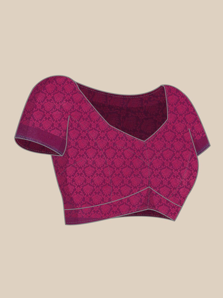 Saree mall Magenta Ethnic Motifs Zari Silk Blend Banarasi Sarees