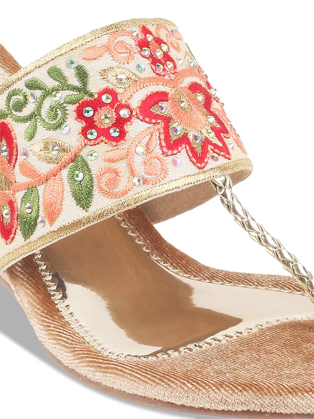 Metro Gold-Toned Ethnic Wedge Sandals