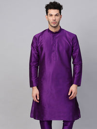 SOJANYA Men Purple Solid Straight Kurta