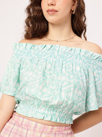 DressBerry Chic & Cheery Smocked Crop Blouson Top