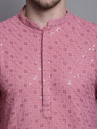 Jompers Floral Embroidered Thread Work Sequinned Pure Cotton Kurta