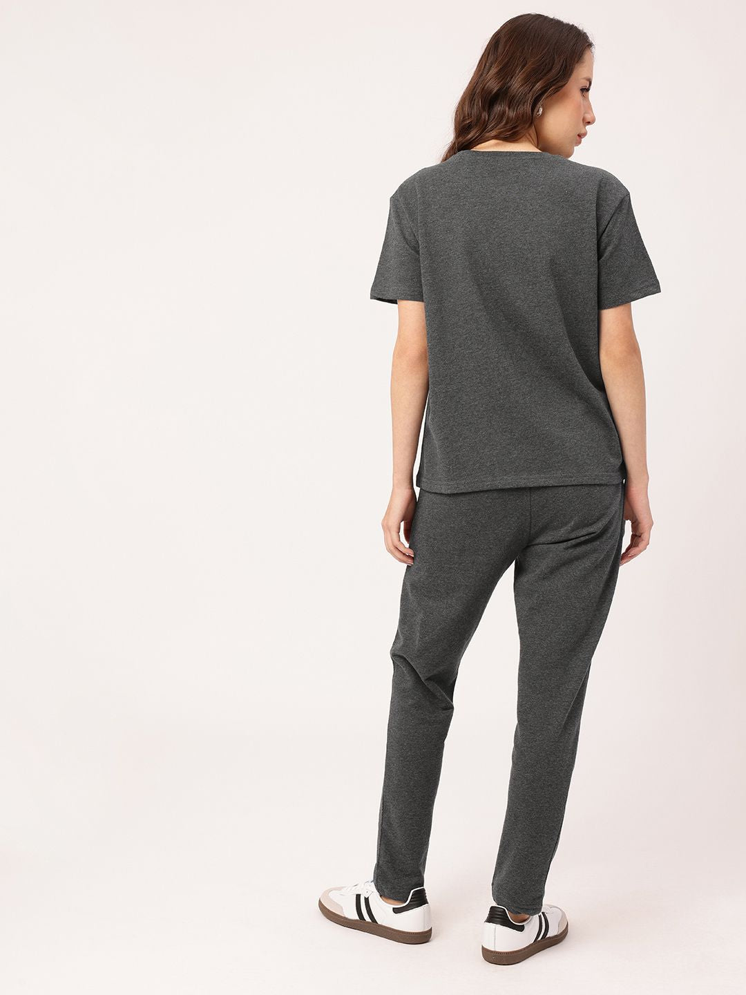 DressBerry Urban Chic Cotton Terry Relaxed Fit Printed T-Shirt & Trouser Co-Ords