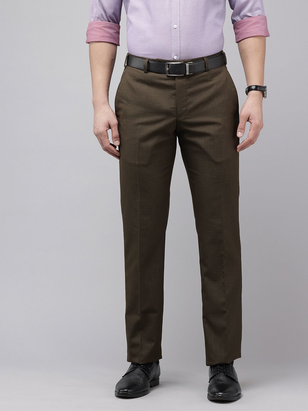 Park Avenue Men Checked Formal Trousers