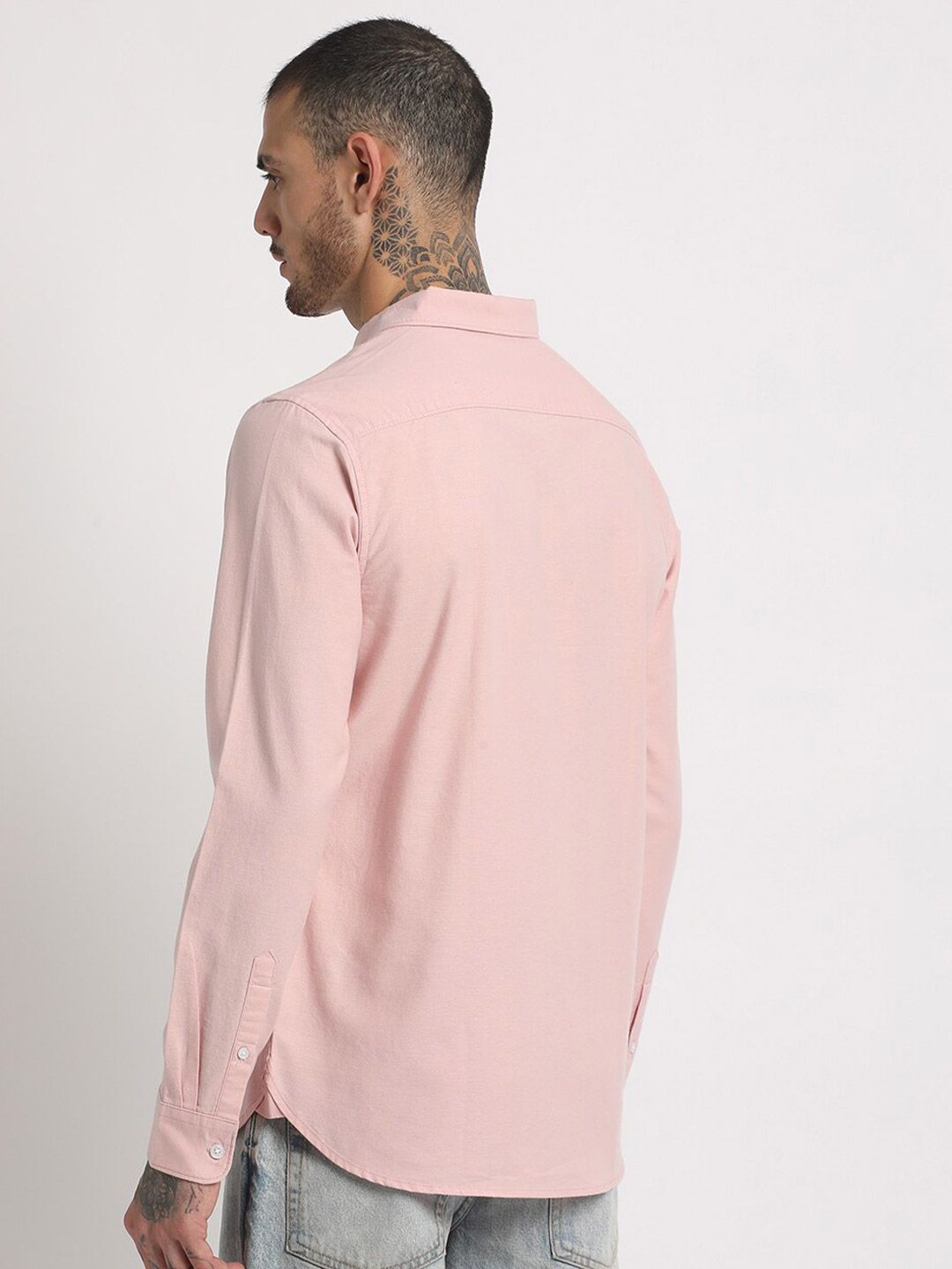 THE BEAR HOUSE Slim Fit Button-Down Collar Casual Pure Cotton Shirt
