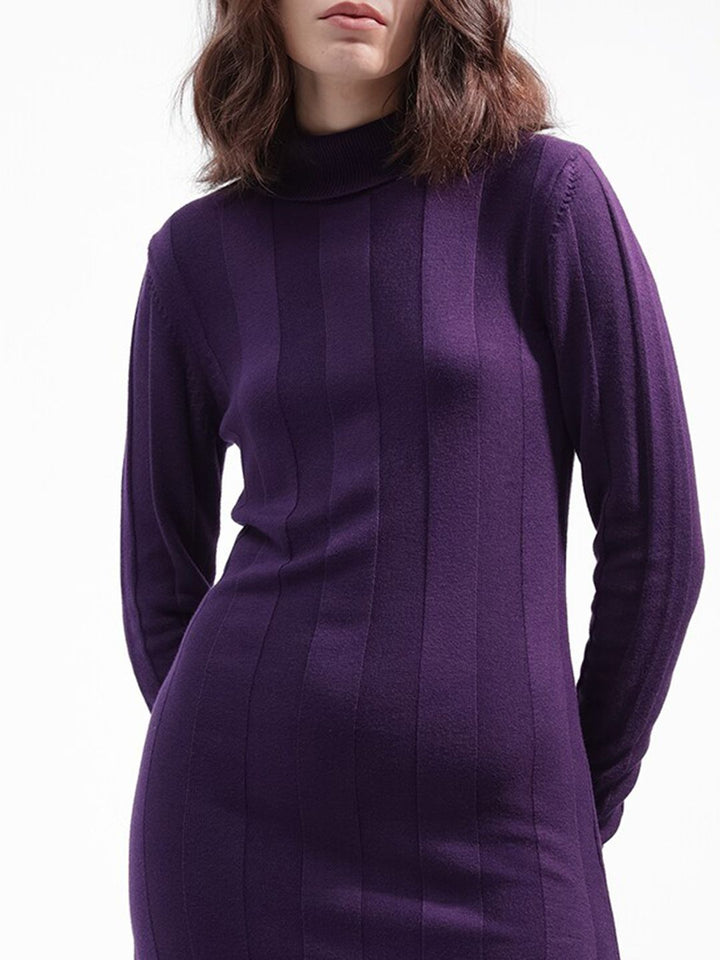 RAREISM Striped Mock Neck Long Sleeves Jumper Dress