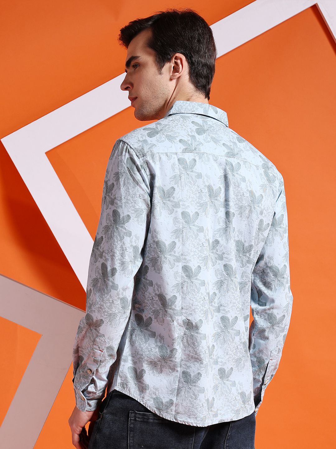 The Indian Garage Co Men Blue Slim Fit Printed Casual Shirt