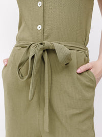 DressBerry Aloe Wash Rib-It Button Up Playsuit with Belt