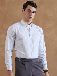 DENNISON Men Smart Grid Tattersall Checked Formal Shirt