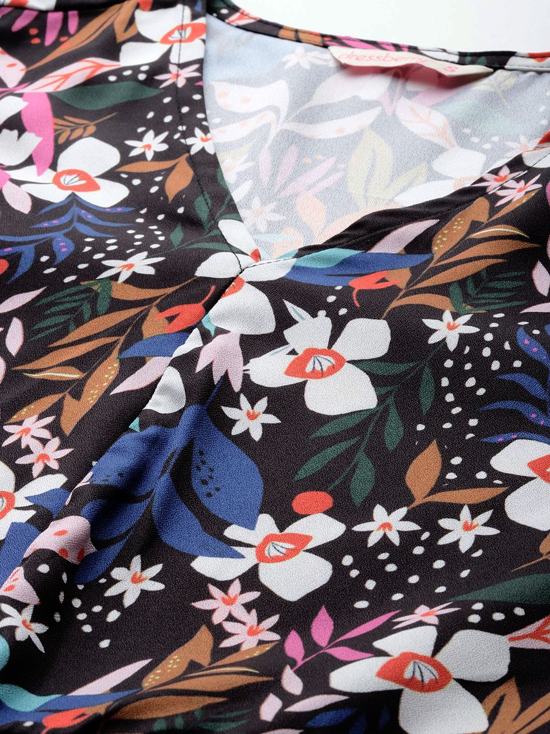 DressBerry Floral Print Puff Sleeve A-line Top