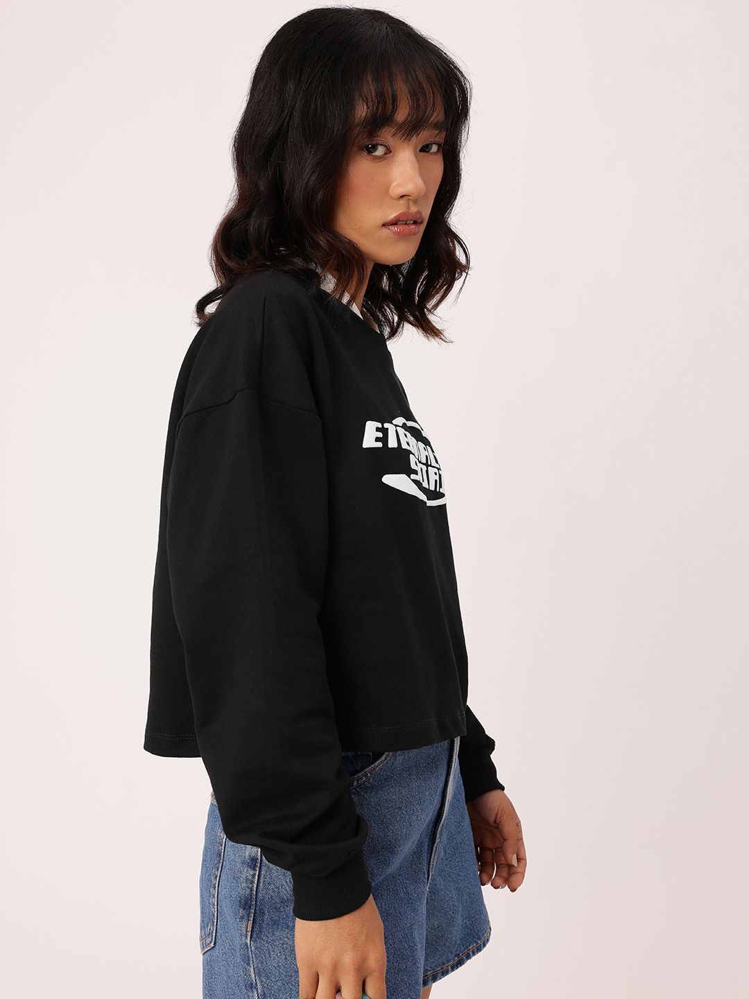 DressBerry Printed Cotton Terry Relaxed Fit Sweatshirt
