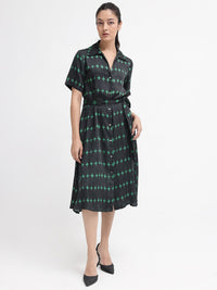 RAREISM Geometric Printed Cotton Shirt Dress