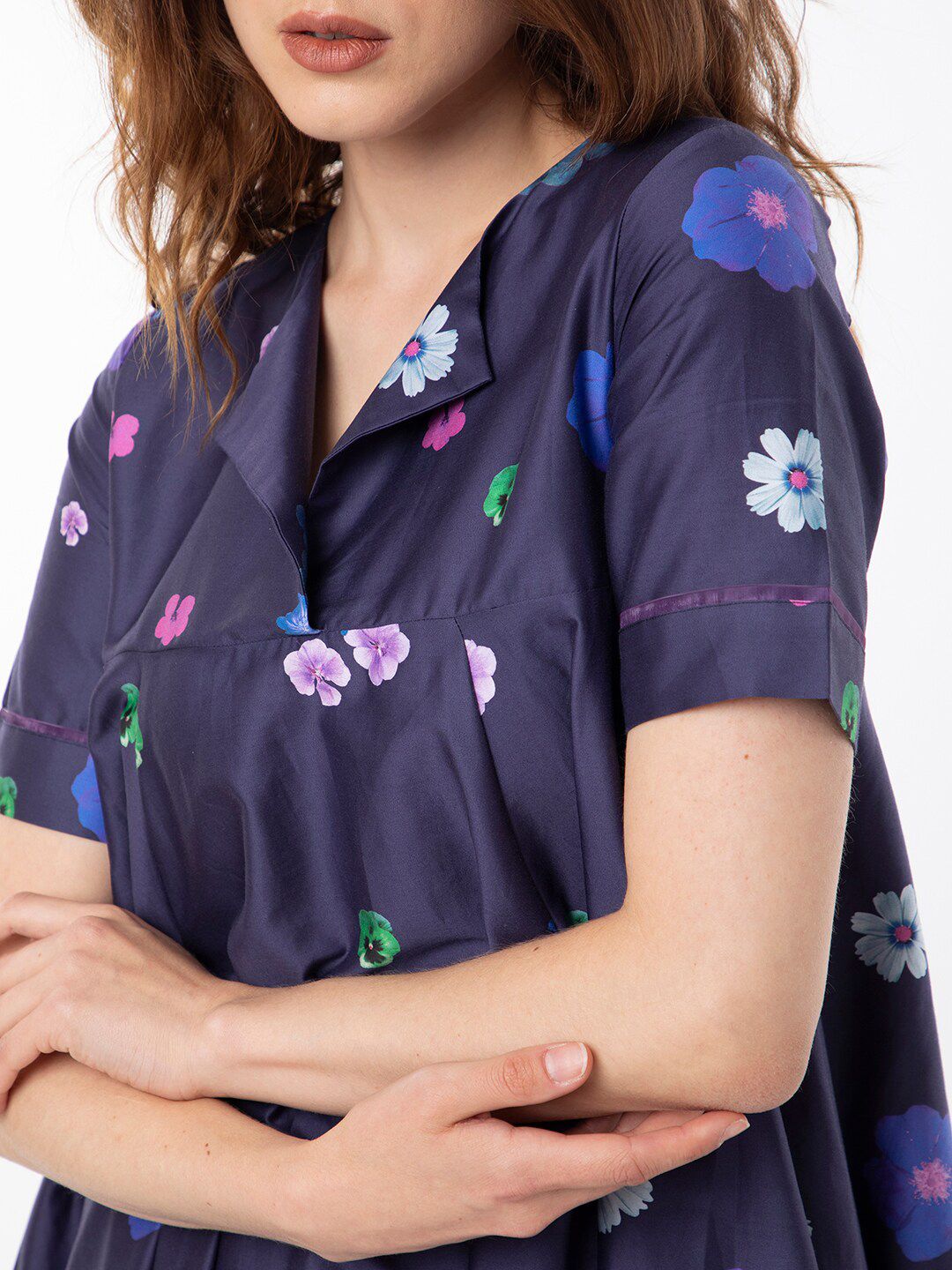 RAREISM Pure Cotton Circular Flare Floral Brunch Dress