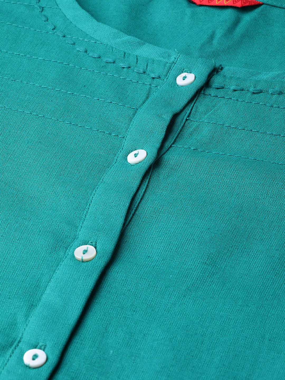 W Women Green Solid Straight Kurta