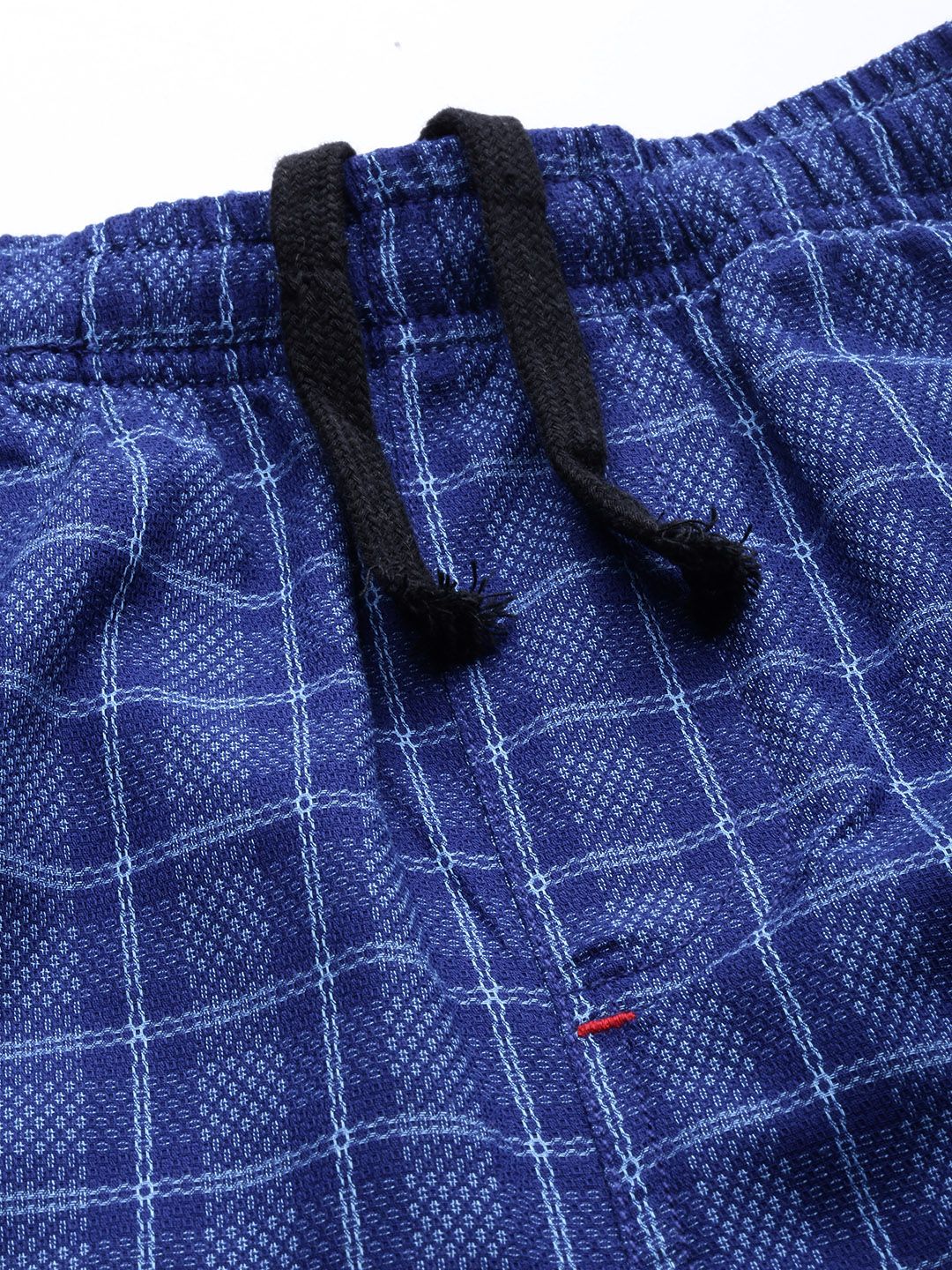The Indian Garage Co Men Blue & White Checked Lounge Shorts