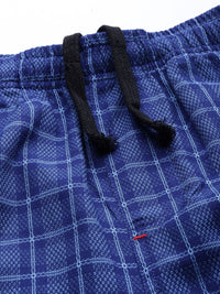 The Indian Garage Co Men Blue & White Checked Lounge Shorts