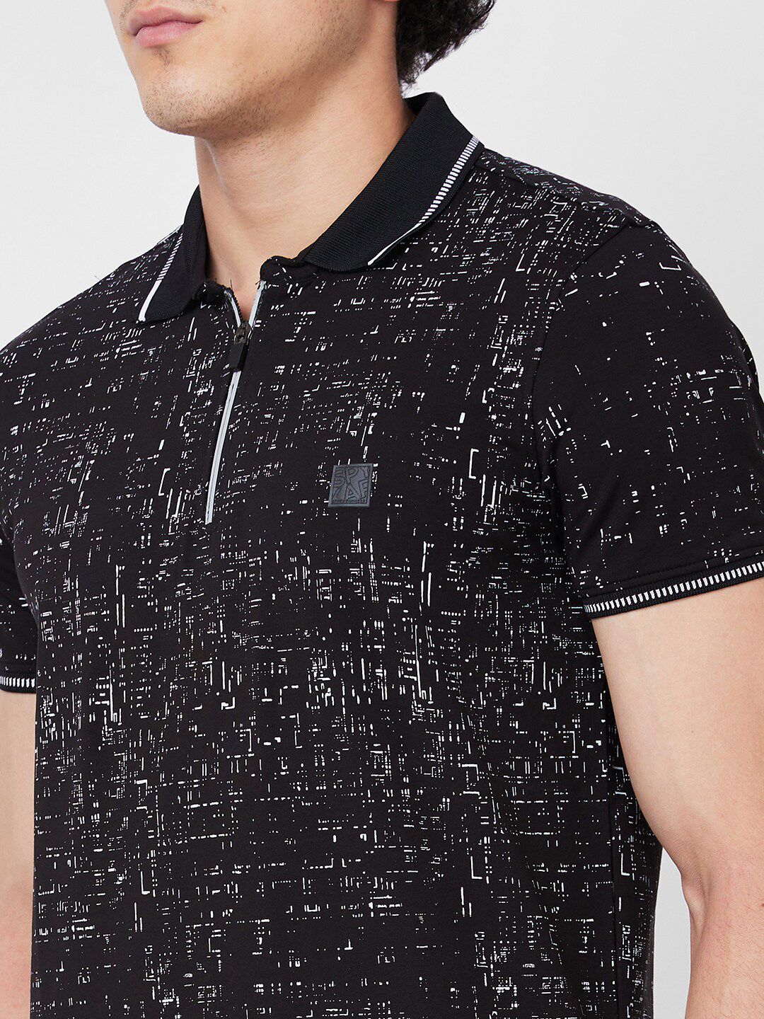 SPYKAR Printed Polo Collar Cotton Slim Fit T-shirt