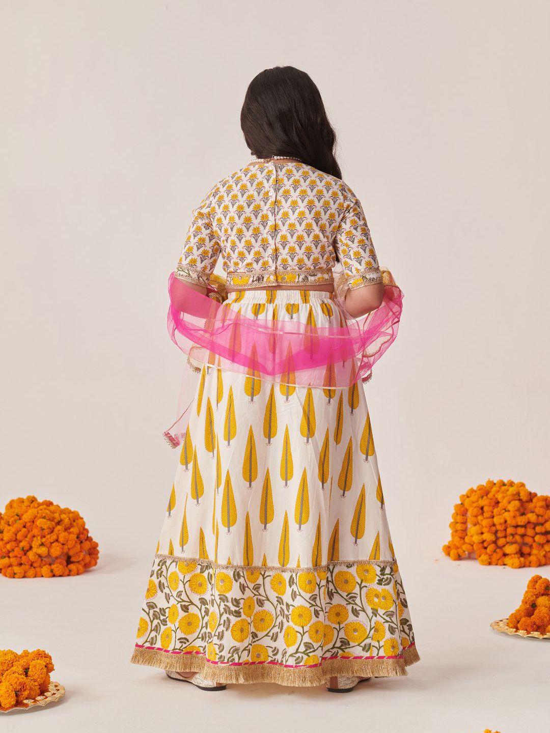 pspeaches Girls Printed Ready to Wear Lehenga & Blouse With Dupatta