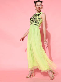STREET 9 Women Lime Green Embellished Dress