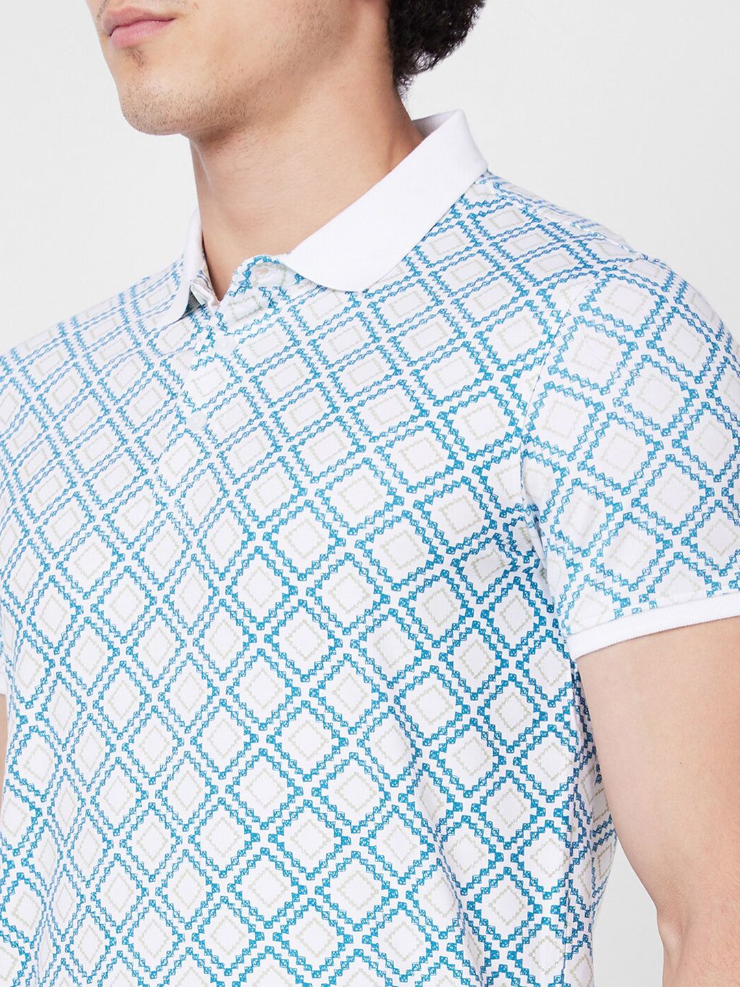 SPYKAR Geometric Printed Polo Collar Slim Fit T-shirt