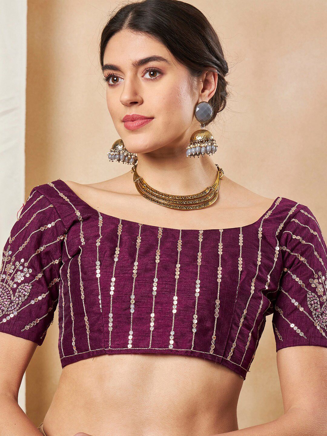 Saree mall Embellished Sequinned Poly Georgette Sarees