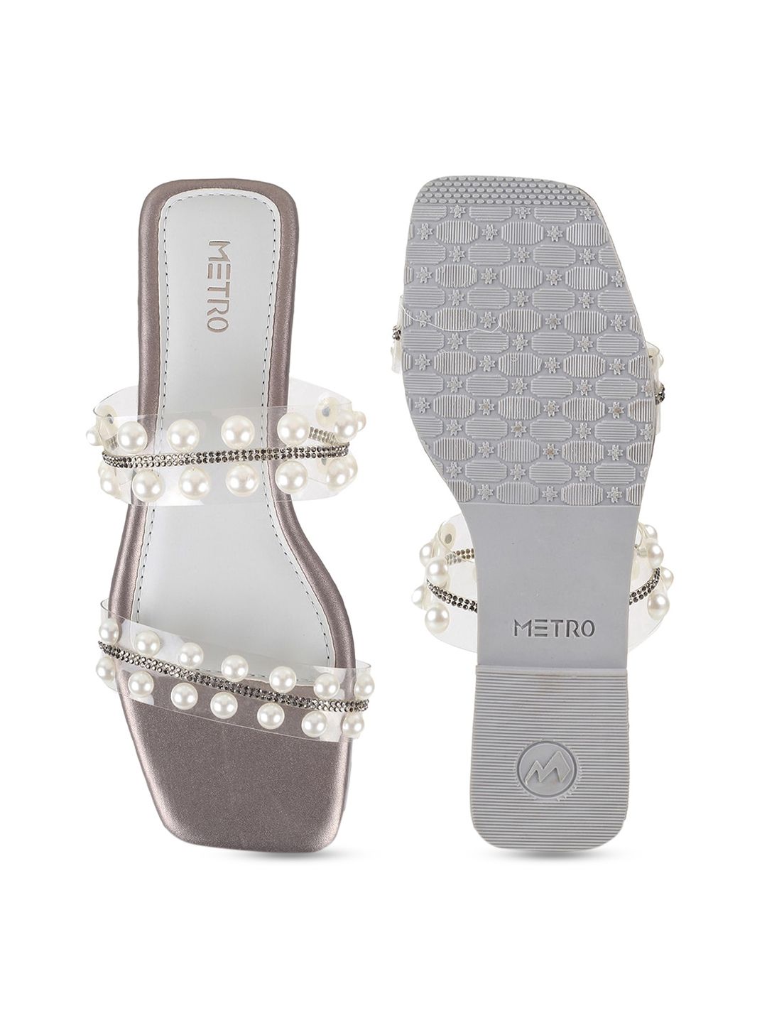 Metro Women Embellished Open Toe Flats