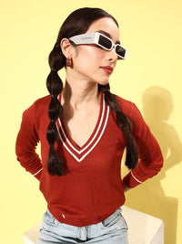 DressBerry V-Neck Ribbed Hem Pullover