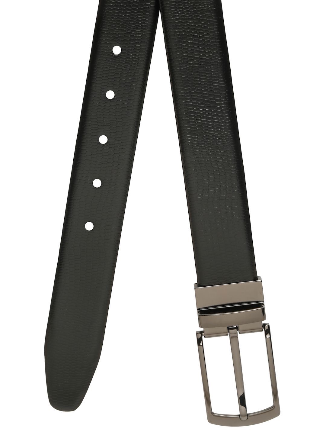 Teakwood Leathers Men Textured Leather Reversible Formal Belt